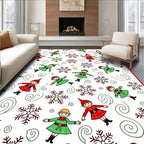 Christmas Elves Snowflakes Swirls Medley Rug