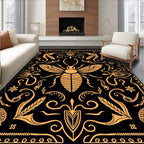 Golden Bee Black Ornate Rug
