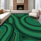 Groovy Green Swirl Abstract Pattern Rug