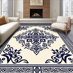 Ornate Floral Bordered Medallion Rug