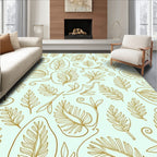 Gold Botanical Line Art Design Rug