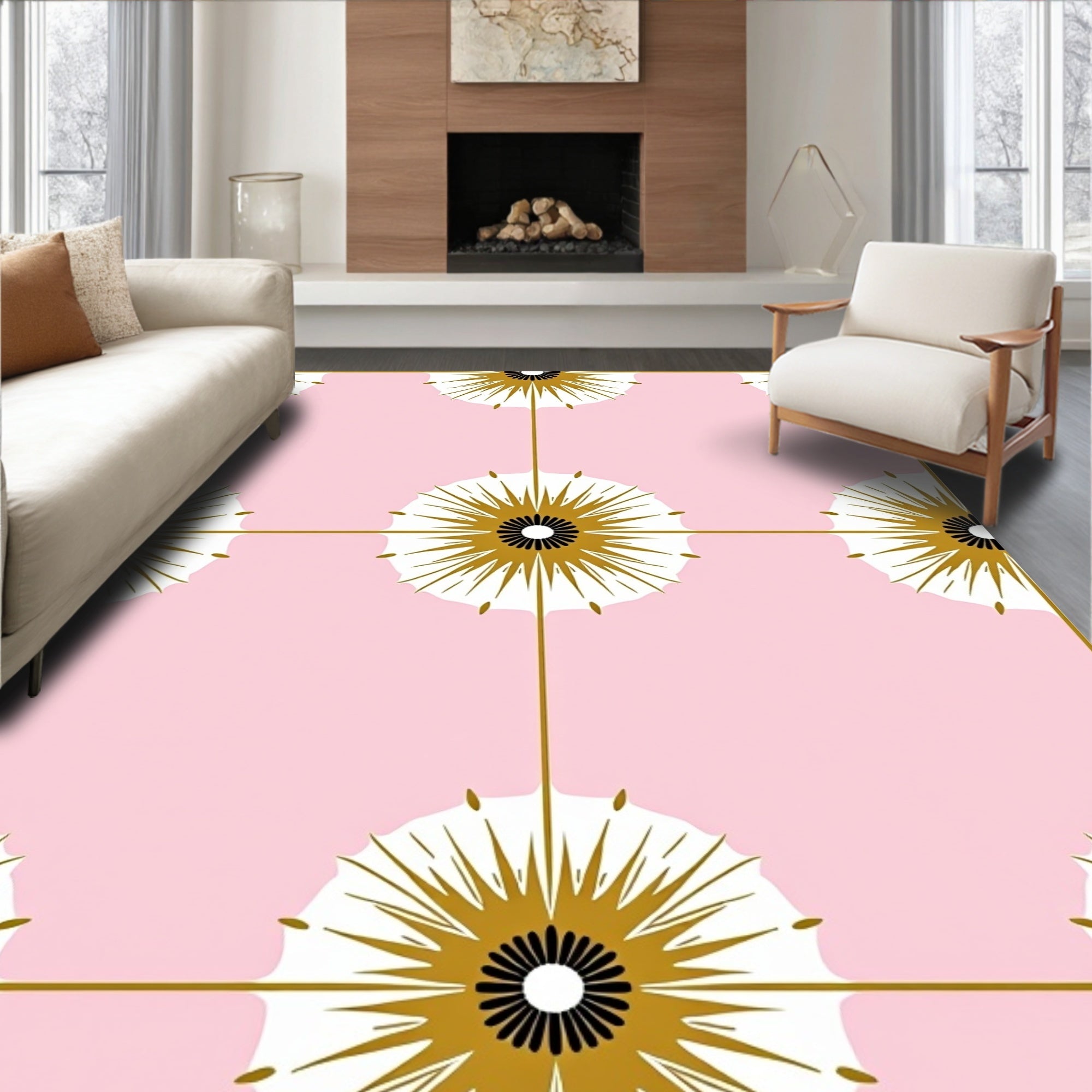 Radiant Sunburst Pattern Geometric Rug