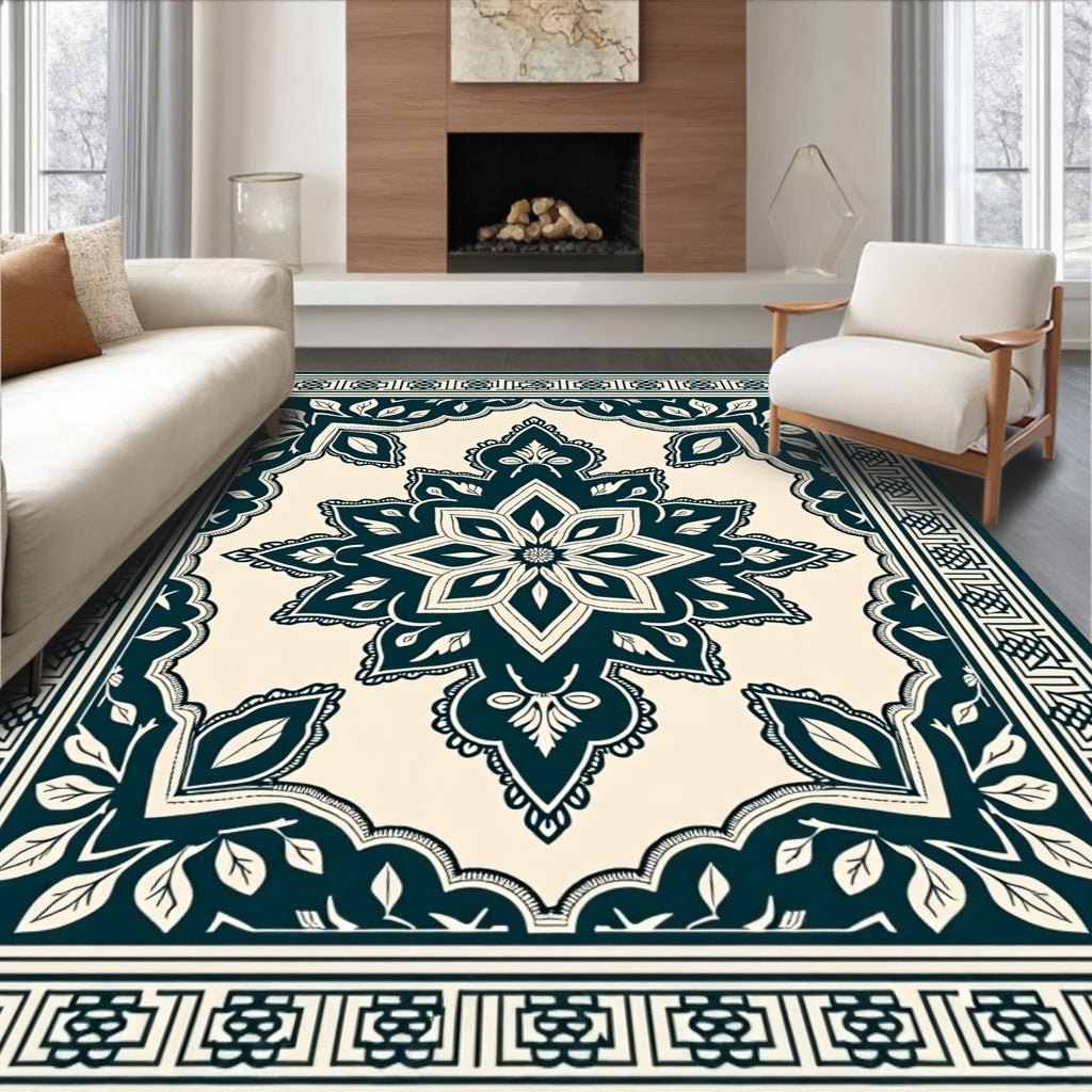 Ornate Floral Mandalas Graphic Design Rug