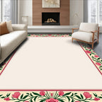 Floral Vine Patterned Border Design Rug