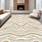 Abstract Swirls Beige Striped Pattern Rug