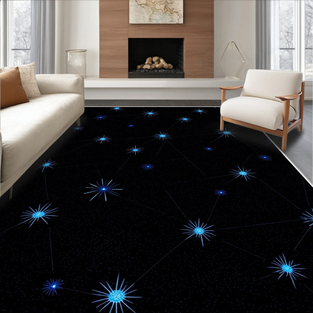 Cosmic Bright Blue Starry Night Rug