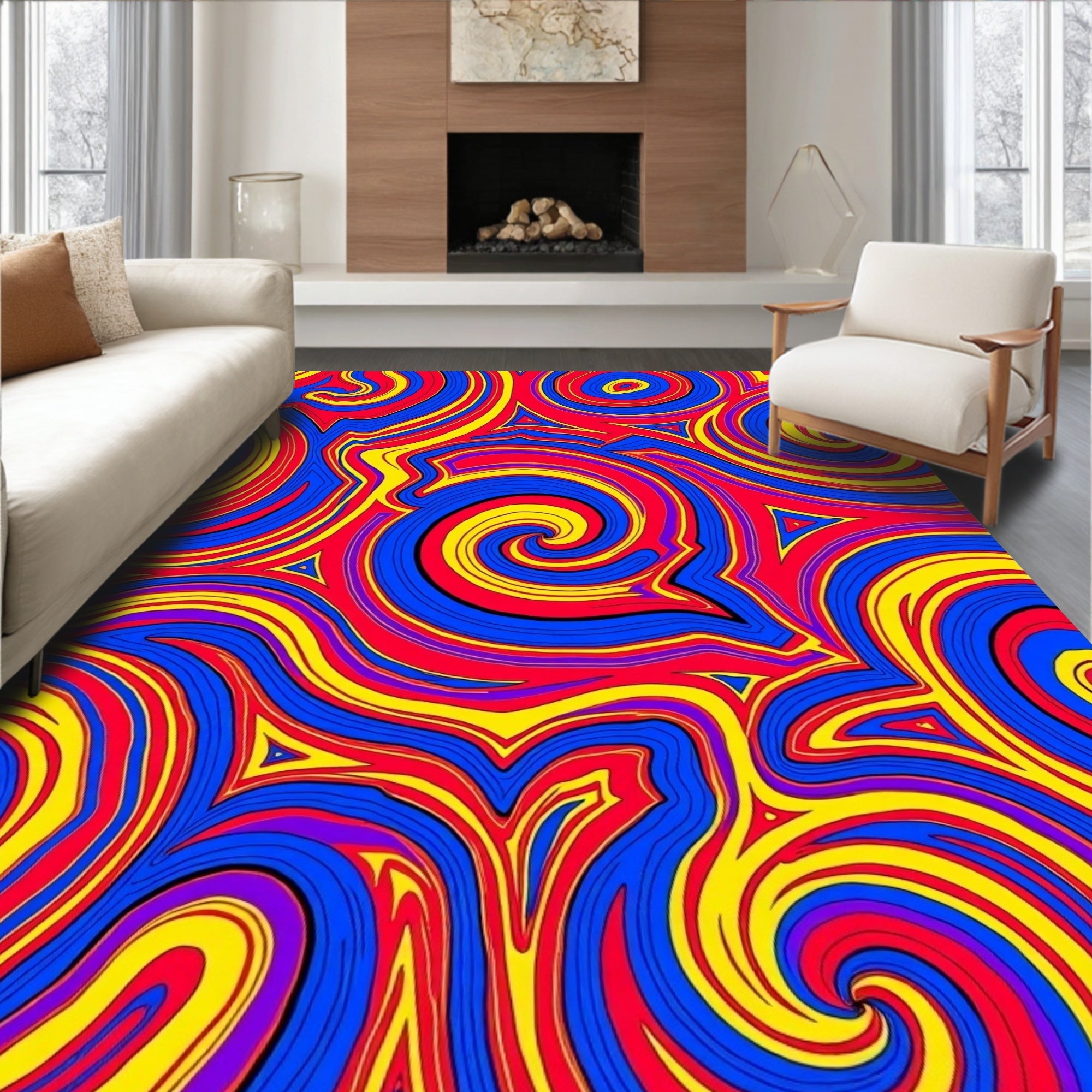 Vibrant Swirls Bold Design Rug