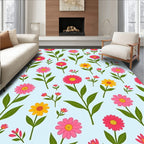 Pink Yellow Floral Pattern Design Rug