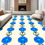 Classic Blue Floral Garland Repeating Rug