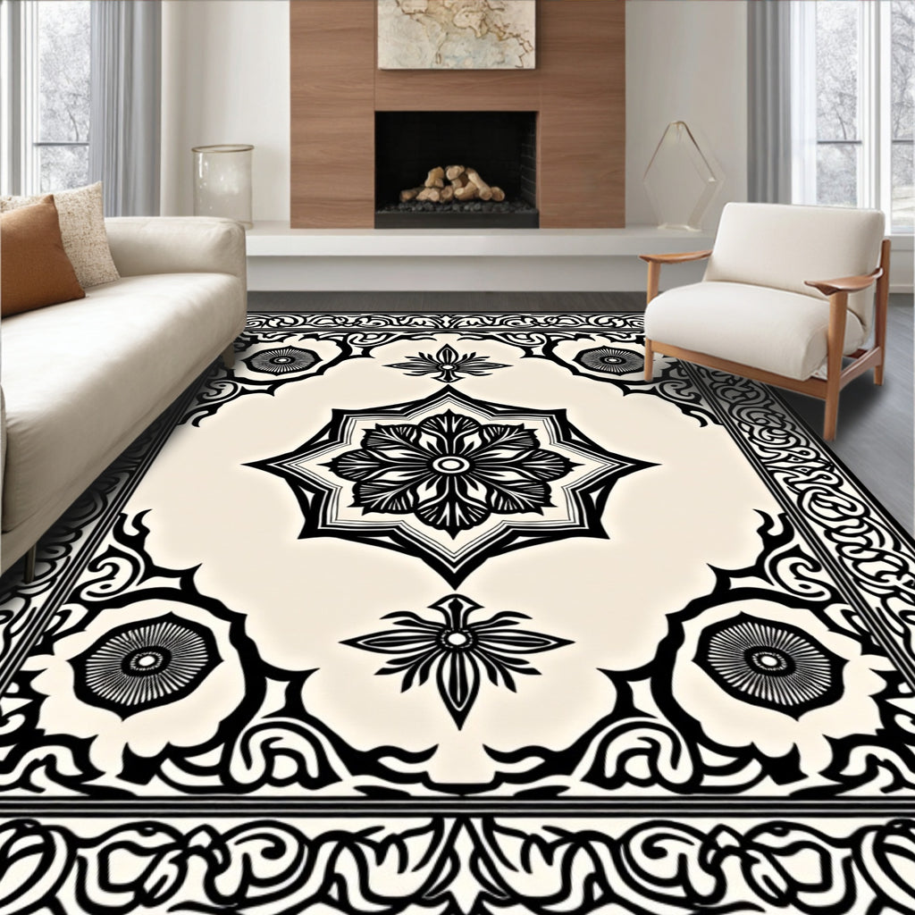 Intricate Vintage Geometric Flower Pattern Rug
