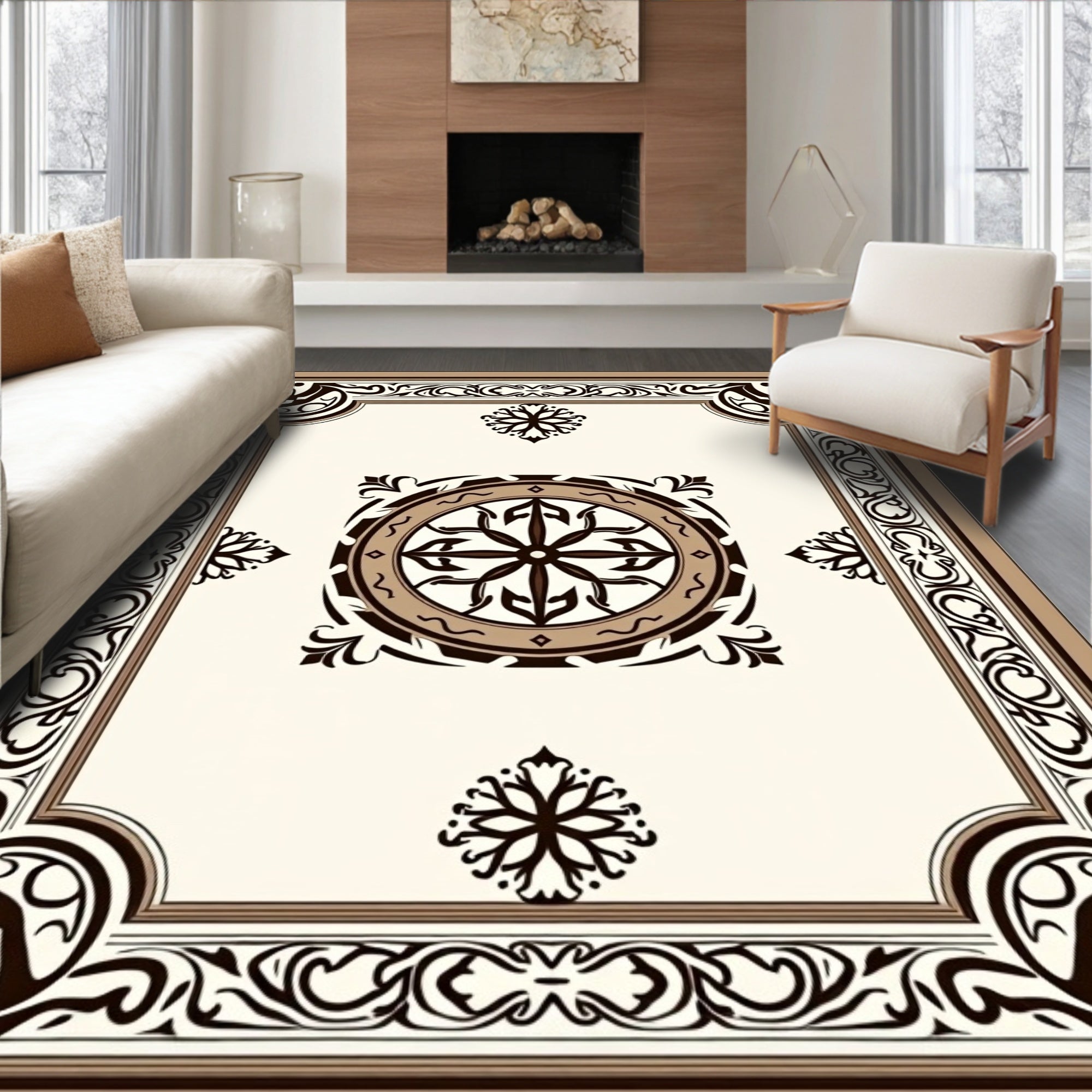 Ornate Central Medallion Filigree Frame Rug