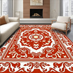 Red Cream Intricate Floral Design Rug