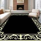 Ornate Scrollwork Cream Border Design Rug