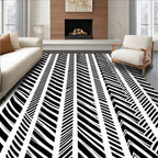 Bold Black White Vertical Stripe Pattern Rug