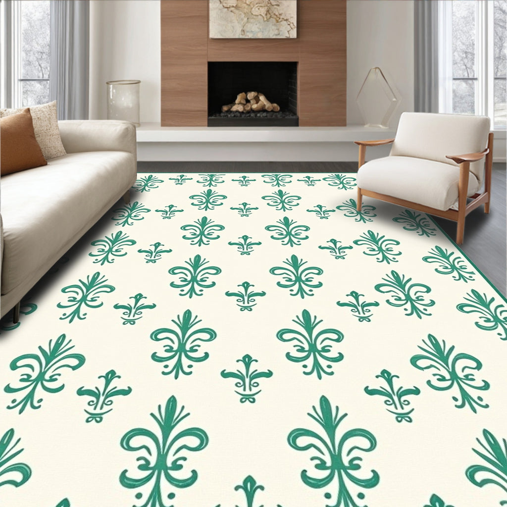 Classic Fleur De Lis Repeating Pattern Rug