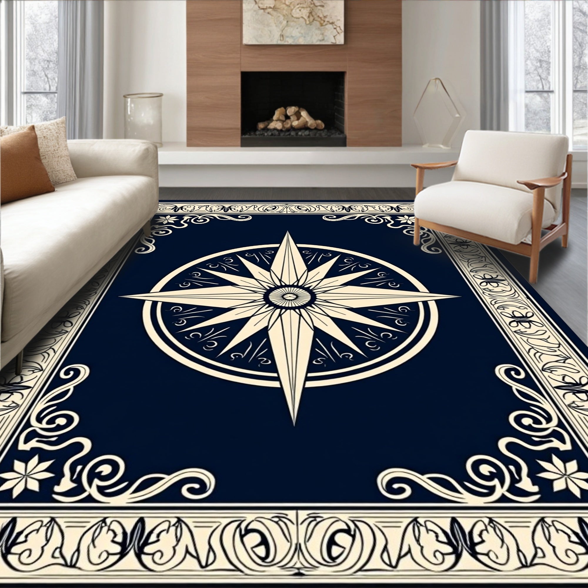 Classic Starburst Compass Design Rug