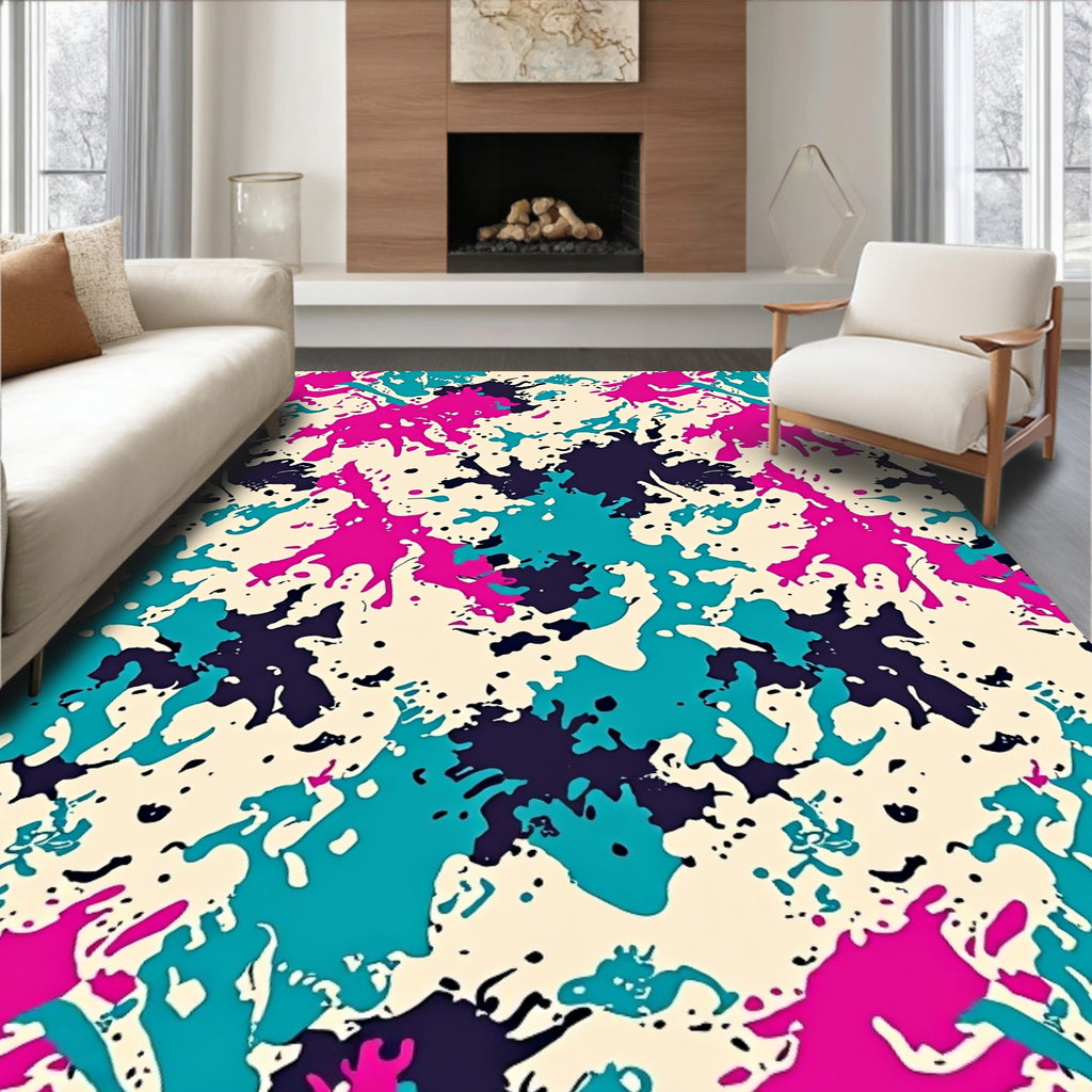 Vibrant Splatter Pattern Design Rug