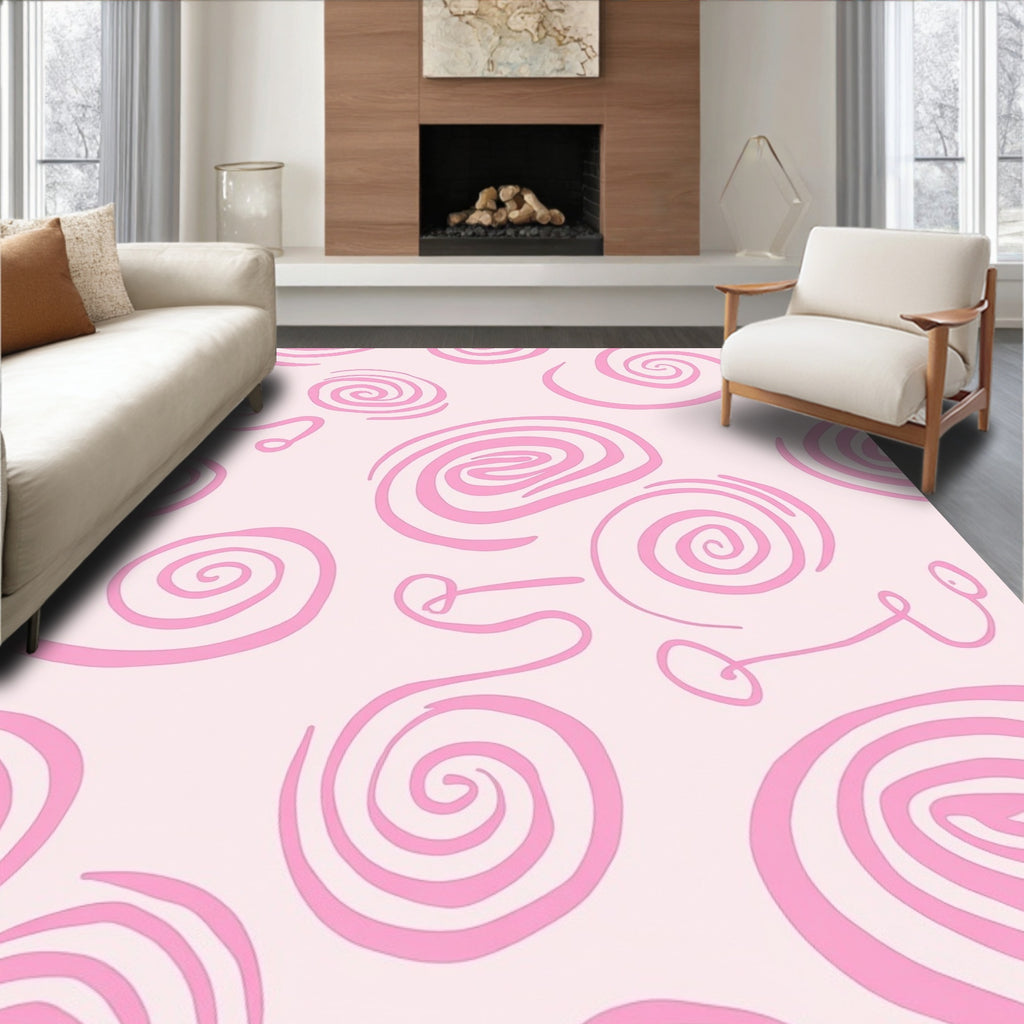 Whimsical Pink Swirl Pattern Rug