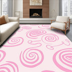 Whimsical Pink Swirl Pattern Rug