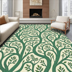 Elegant Green Tree Branch Pattern Rug