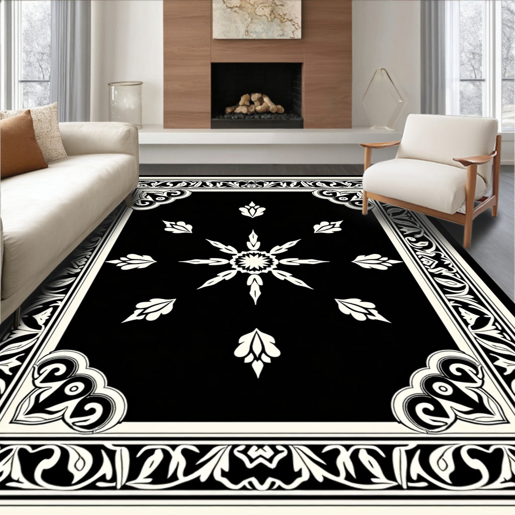 Ornate Floral Frame With Starburst Rug