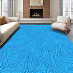 Abstract Blue Wavy Line Pattern Rug