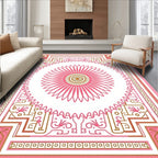 Pink Floral Geometric Intricate Design Rug