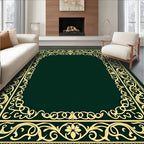 Formal Gold Floral Vine Border Rug