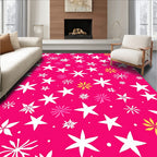 Whimsical Starburst Pattern On Pink Rug