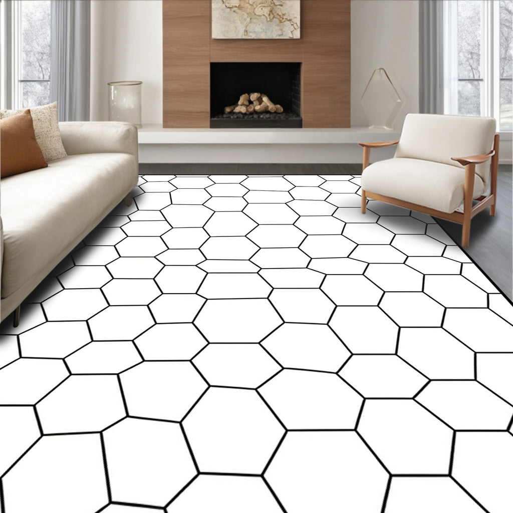 Geometric Irregular Hexagon Pattern Rug