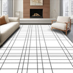 Classic Black White Grid Pattern Rug