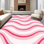 Pink Curving Stripes Design Rug
