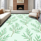 Nature Inspired Green Leaf Pattern Rug