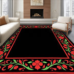 Bold Floral Vine Border Design Rug
