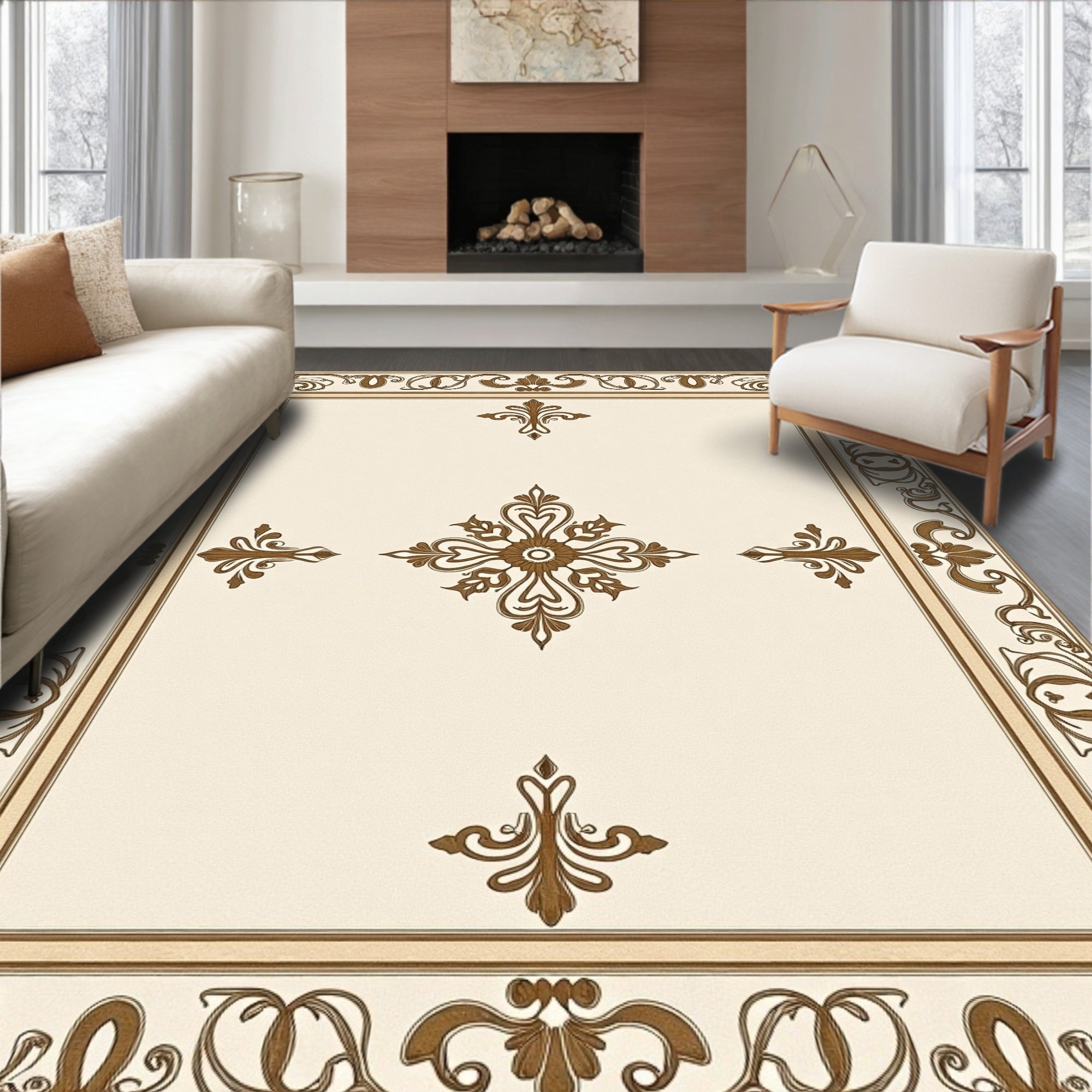 Ornate Arabesque Centerpiece Design Rug