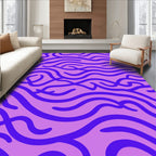 Abstract Purple Wavy Lines Design Rug