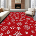 Red White Snowflake Collection Rug
