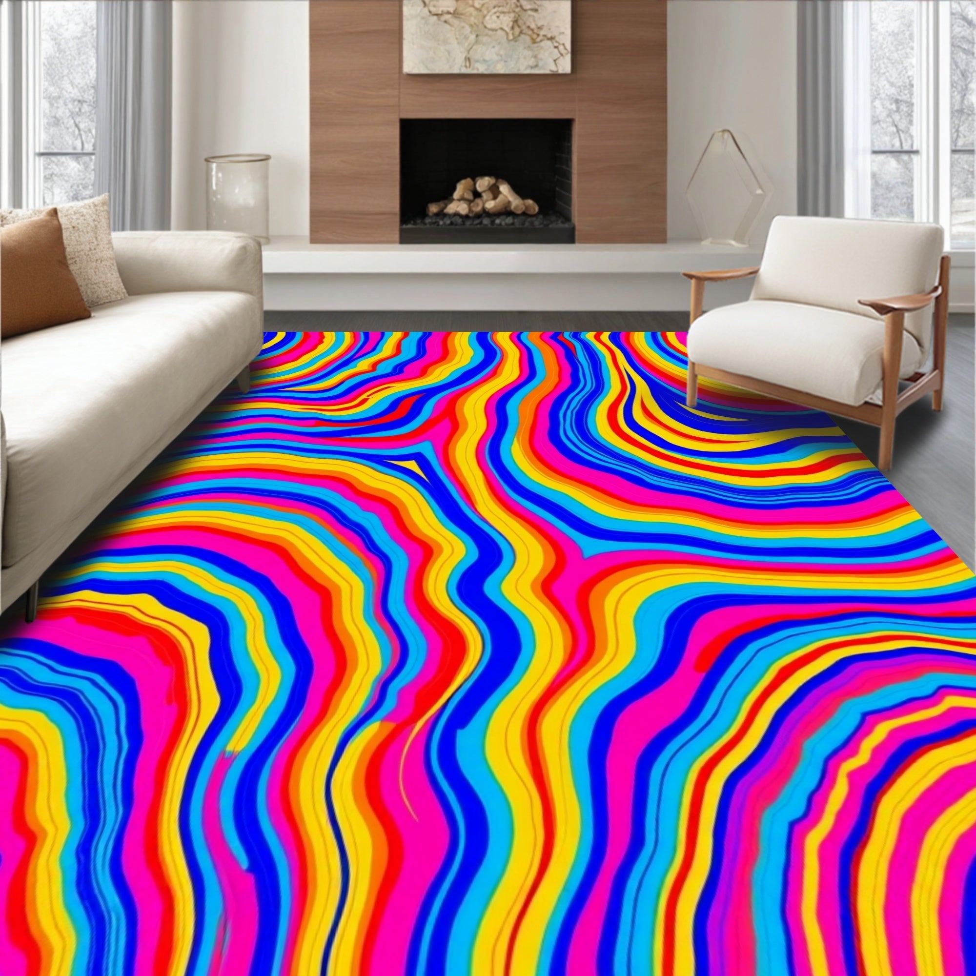 Vibrant Swirl Pattern Rug