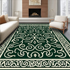 Elegant Ivory Scrollwork Design Rug