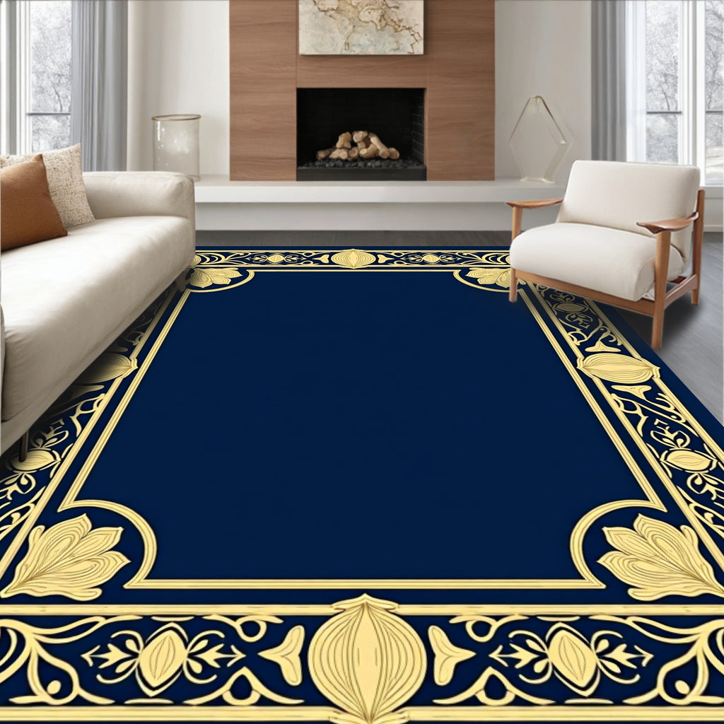 Gold Floral Border Accent Rug