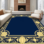 Gold Floral Border Accent Rug