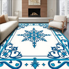 Elegant Blue Snowflake Pattern Rug
