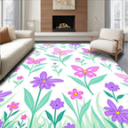 Whimsical Flowers and Butterflies Pattern Rug