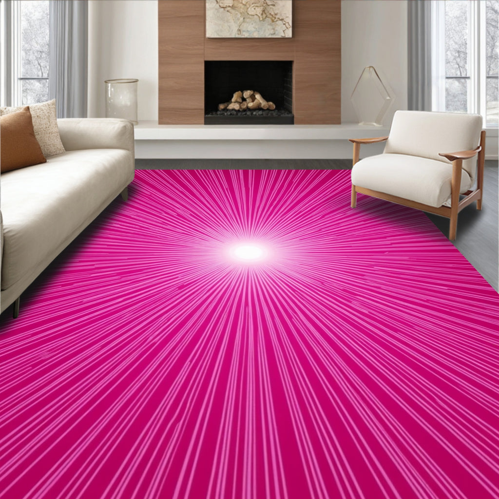 Radiant Burst Pink Patterned Rug