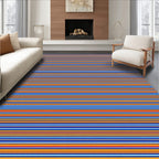 Bright Orange And Blue Stripe Design Rug