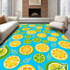 Citrus Slice Pattern With Fern Accents Rug