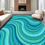 Cool Blue Green Swirl Art Rug