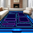 Futuristic Neon Circuits Pattern Rug
