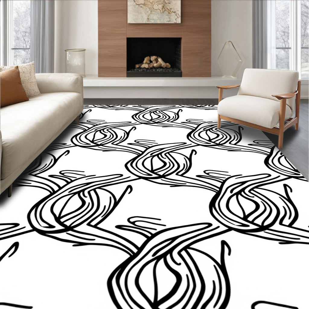 Abstract Line Swirls Pattern Rug
