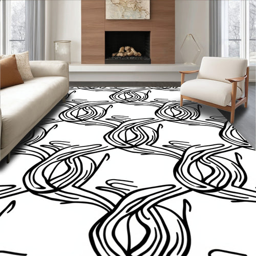 Abstract Line Swirls Pattern Rug